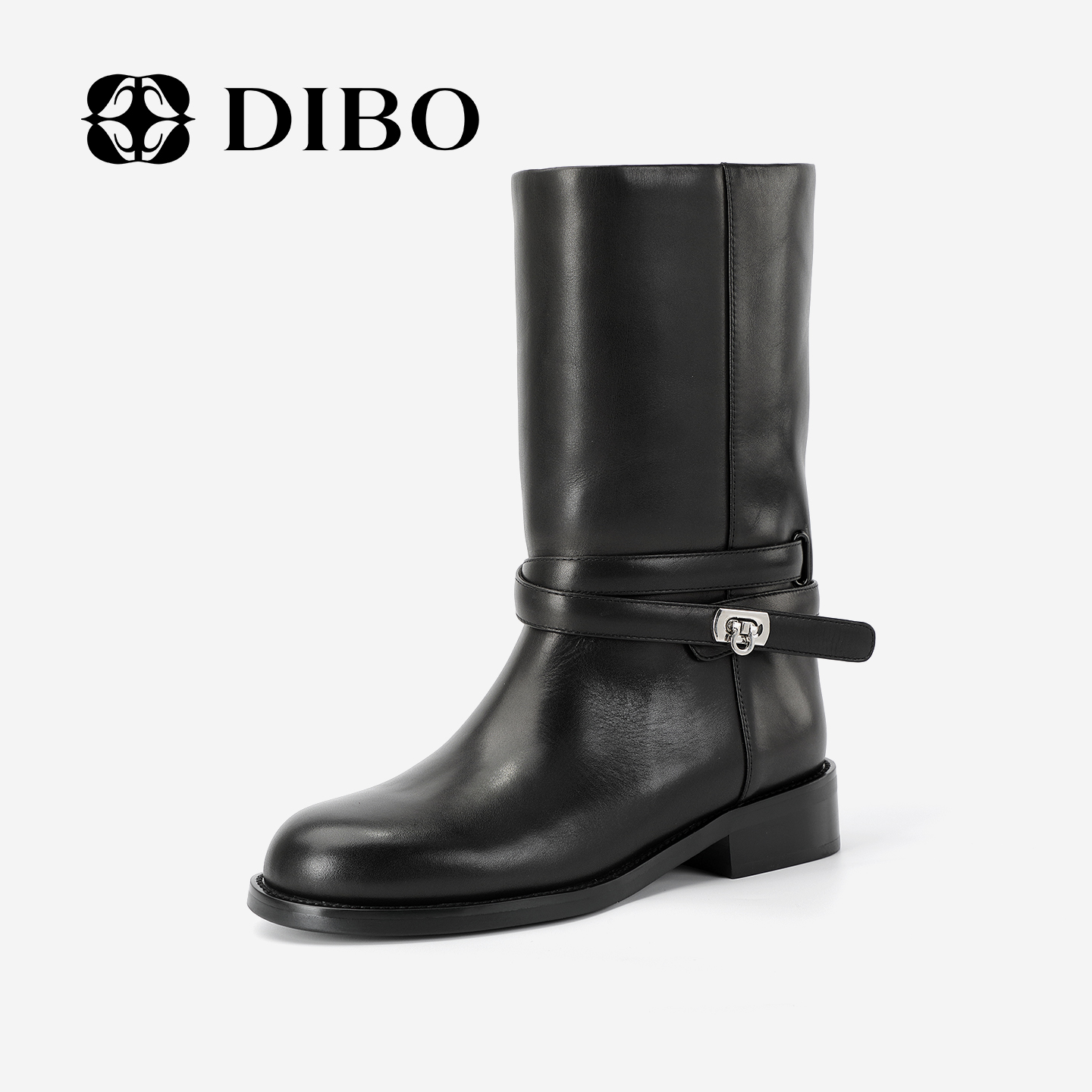DIBO碲铂商场同款真皮中筒靴
