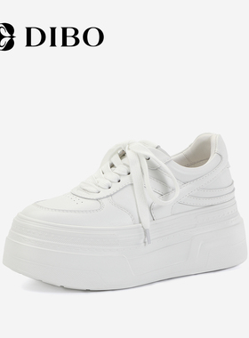 DIBO碲铂商场同款真皮板鞋2025年秋季新款百搭厚底小白鞋女休闲鞋
