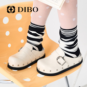 半拖鞋 女鞋 2026春季 真皮一脚蹬外出厚底包头拖鞋 新款 DIBO碲铂时尚