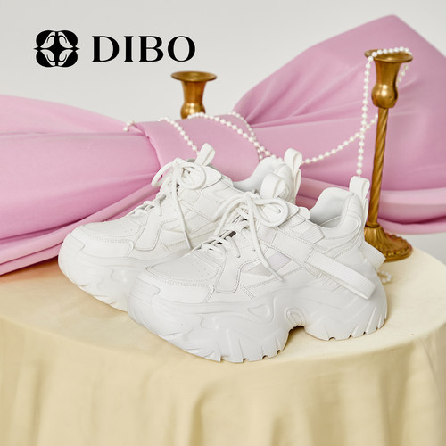 DIBO碲铂百搭真皮老爹鞋女