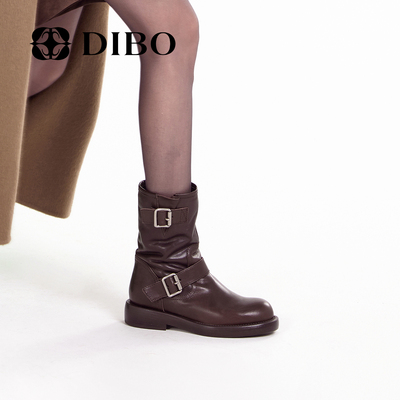 DIBO碲铂商场同款加绒骑士靴女