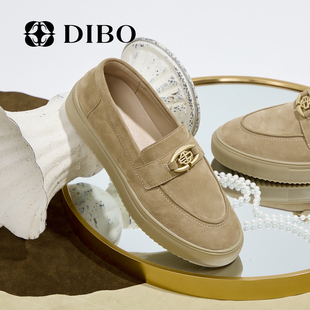 一脚蹬英伦乐福鞋 新款 女 女2026春季 DIBO碲铂百搭真皮软底平底鞋