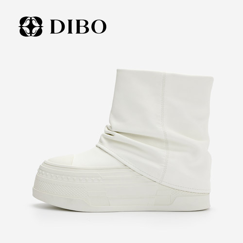 DIBO碲铂真皮极简堆堆靴女