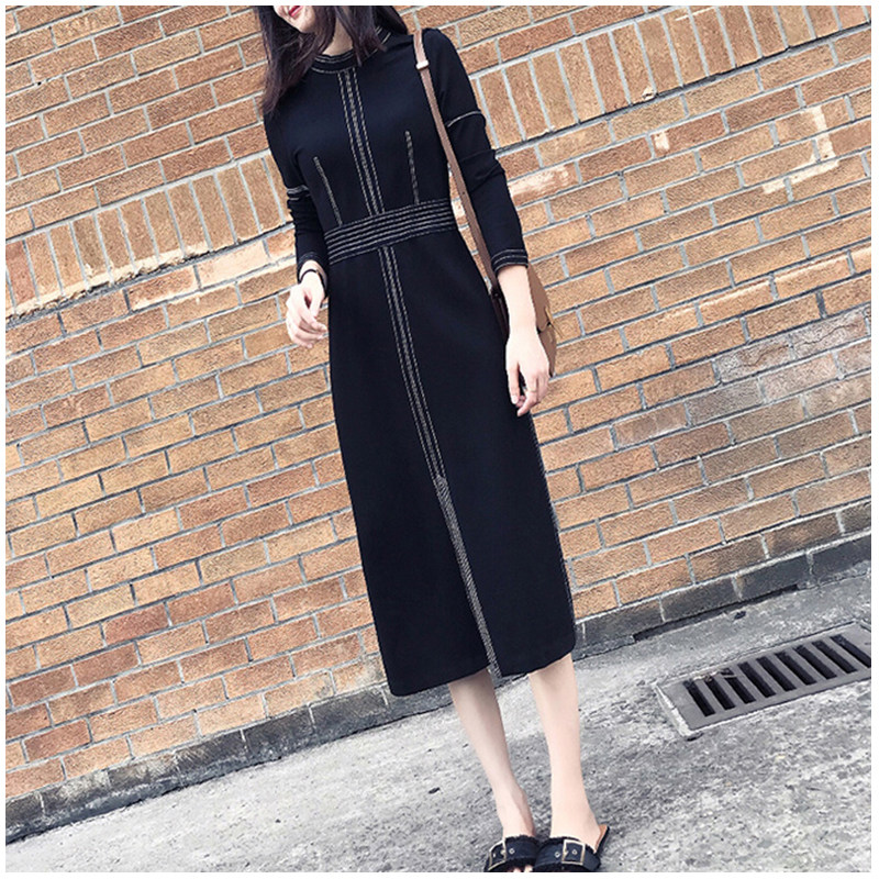 大码针织裙女连衣裙胖mm秋装中大码连衣裙
