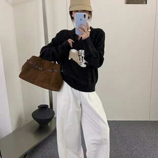 女高中生毛衣韩系百搭Polo领宽松狗狗柔软卡通提花V领针织长袖