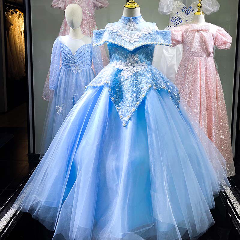 女童高端华丽钢琴演奏礼服出租 儿童生日气质主持人公主裙租赁