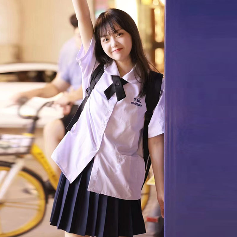 泰国校服娜诺泰式初恋禁忌女同款出租短袖衬衫短裙jk制服学生租赁