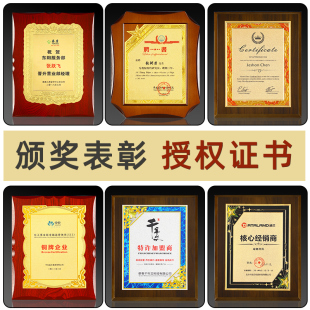 奖牌授权牌荣誉牌匾定制定做公司代理证书木质荣誉木托金箔牌奖杯