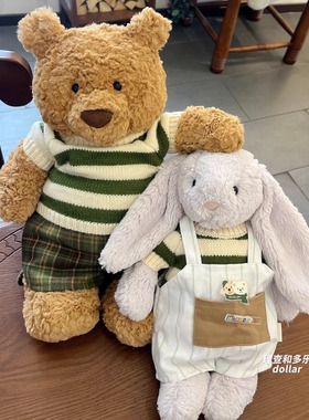 巴塞罗熊衣服jellycat娃衣英伦学院小熊圣诞衣服条纹毛衣格子短裤