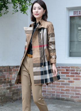 欧美专柜正品经典中长款格子风衣