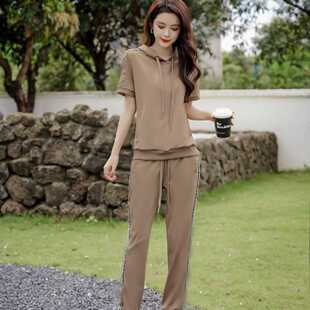 大牌高端女夏短袖长裤套装休闲度假运动服BIABETTY欧美专柜正品