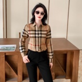 欧美英伦风高品质格子方格女装 BIABETTY专柜正品 修身 显瘦气质衬衫