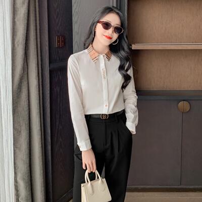 高品质英伦女职业装气质长袖衬衫