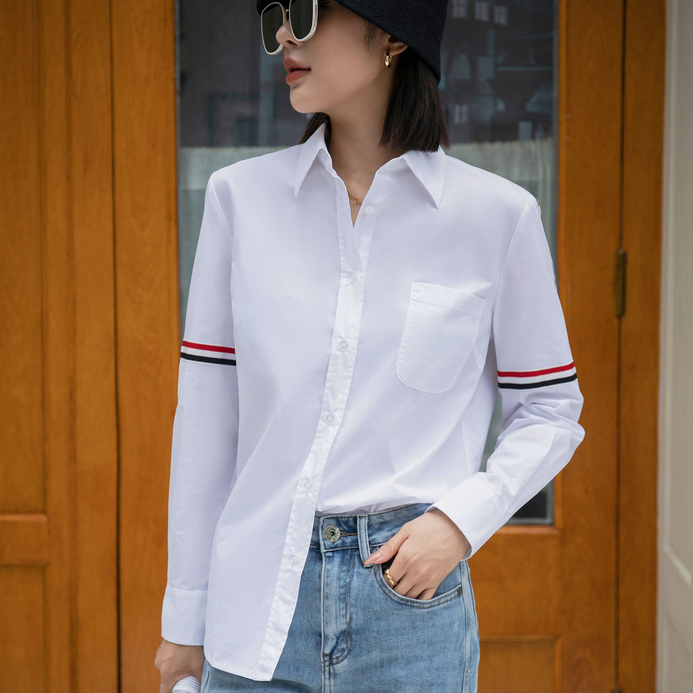 高品质春夏白色女衬衫欧美时尚英伦风BIABETTY专柜正品代工厂出货