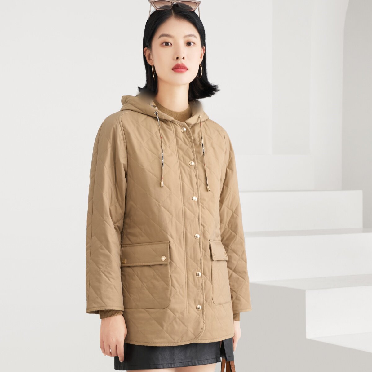 BUSHBURY高端大牌欧美菱格棉衣棉服英伦贵族老钱风专柜正品