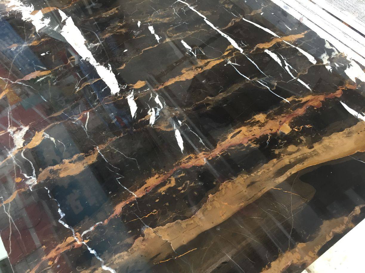 进口阿富汗黑金花天然大理石背景墙台面板地板地砖台阶飘窗台餐桌