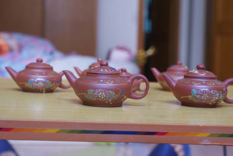 老枫溪茶文化 潮州老安顺 章燕明 粉彩手拉壶套组 水平壶 源兴