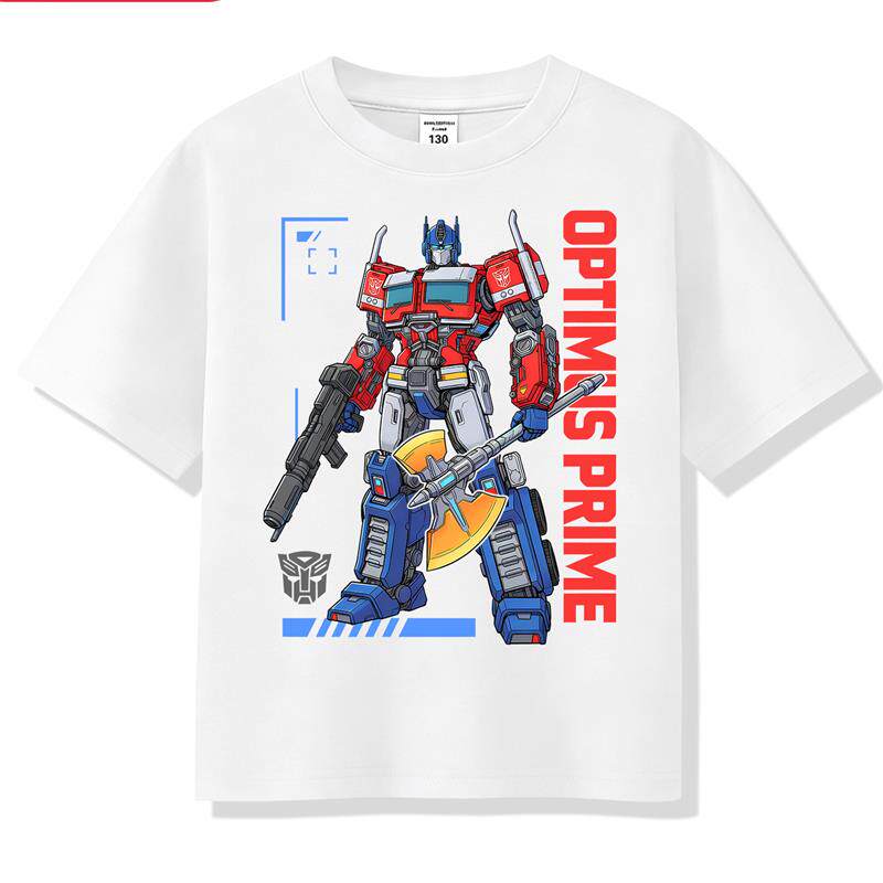 擎天柱短袖t恤儿童变形金刚男童纯棉半袖机器人Transformers衣服