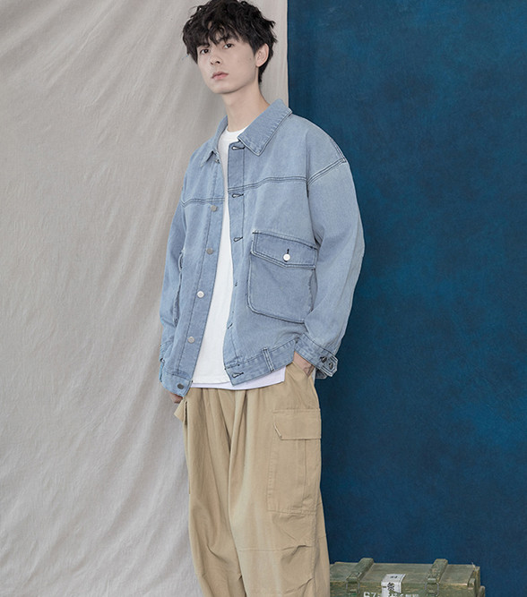 1319丹丹纸样服装1：1裁剪图纸打版DIY牛仔上衣外套宽松长袖男