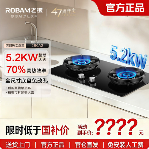 老板2B0A2/55B7A/23BX-E1/5B0X1高热效家用燃气煤气灶猛火灶52B5N