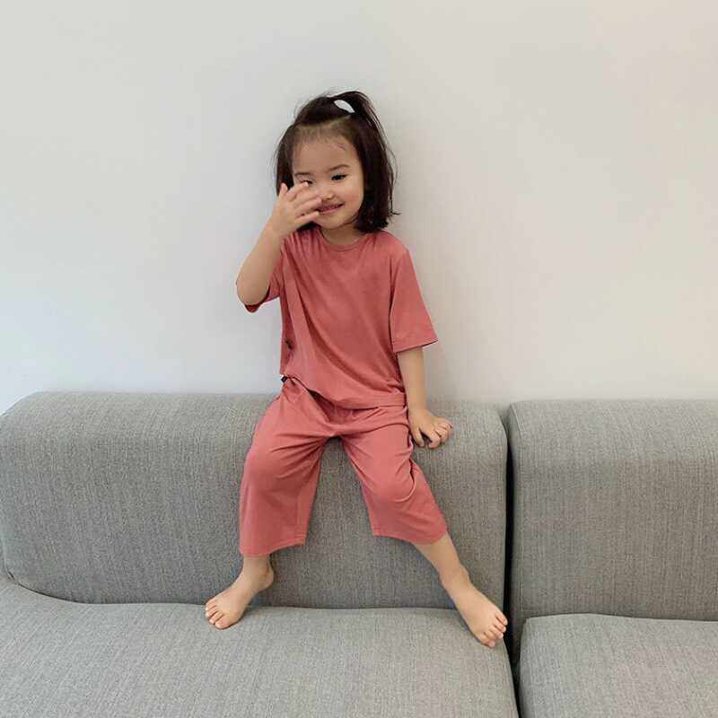 儿童短袖套装莫代尔空调服夏季薄家居服套装