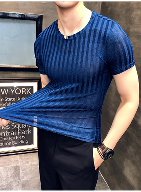 New summer men's T-shirt Korean Slim trend round neck half-s