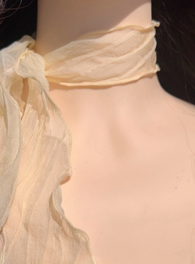 韩版仙气甜美纯欲风褶皱丝巾长款绑带项圈颈带少女气质百搭项链