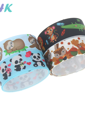 动物 印花织带 缎带 绸带 彩带 蝴蝶结DIY卡通印刷罗纹带S10296