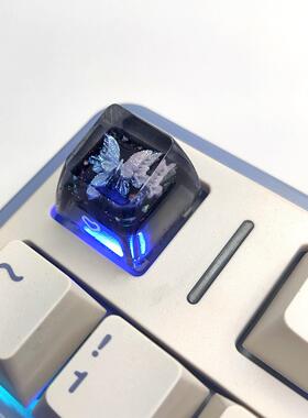 浮光蝶影｜透光键帽 手工树脂 机械键盘背光适配 SA高 桌搭氛围