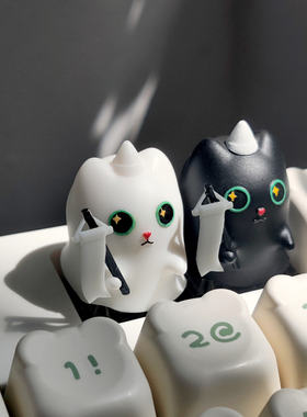幽灵猫｜卡通键帽 手工树脂 机械键盘个性装饰 十字轴机械键盘帽