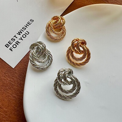 白榆中古港风螺旋耳钉S925银针