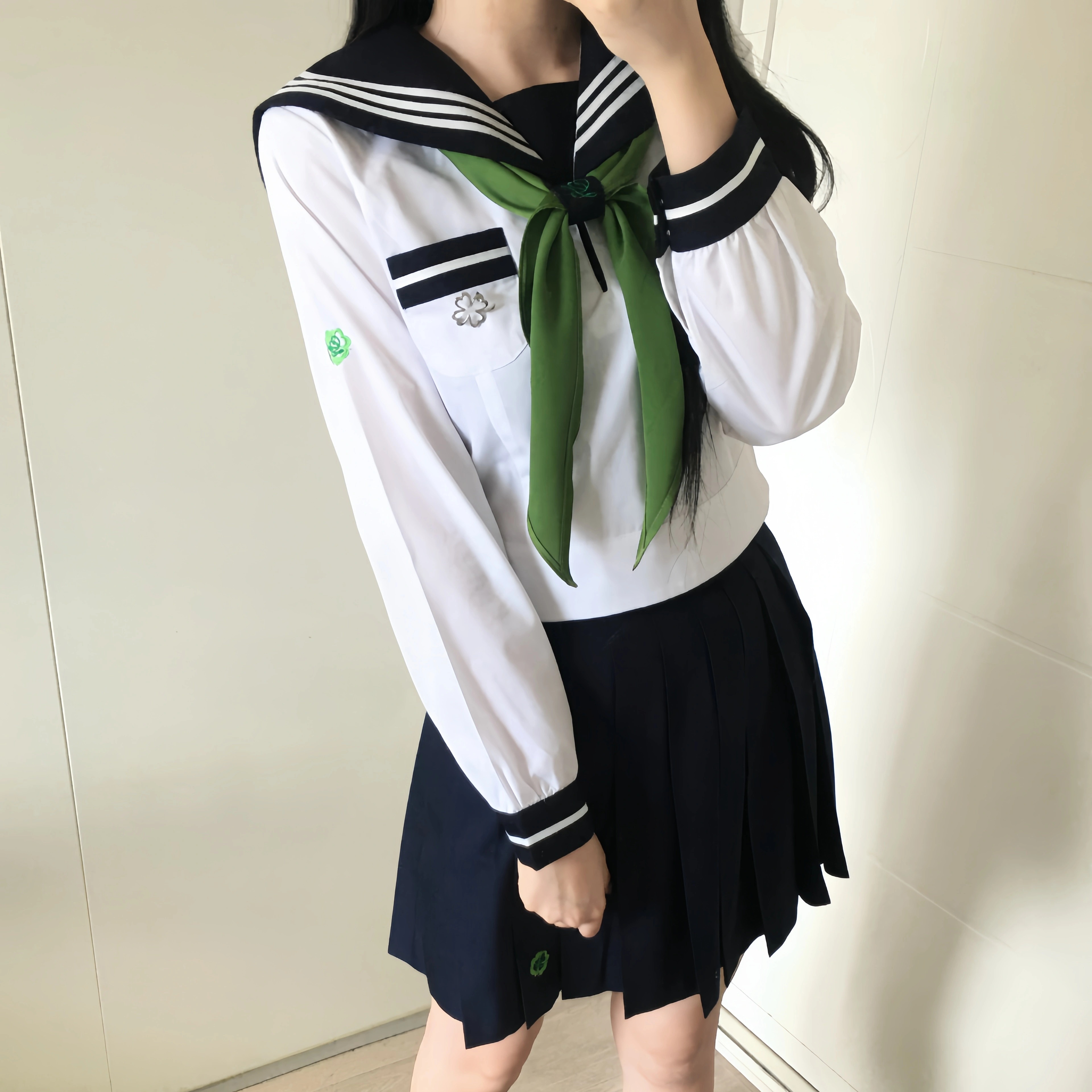 夏日和风铃 幸木女子 原创JK制服四叶草长袖水手服日系校供风