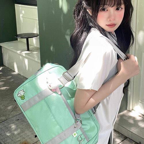 风铃家 原创夏季日系薄荷绿水兰色学院风清新单肩包JK制服包