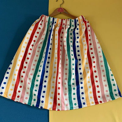 马戏团系列鬼马少女彩色条纹短裙A字裙松紧腰夏季新品原创