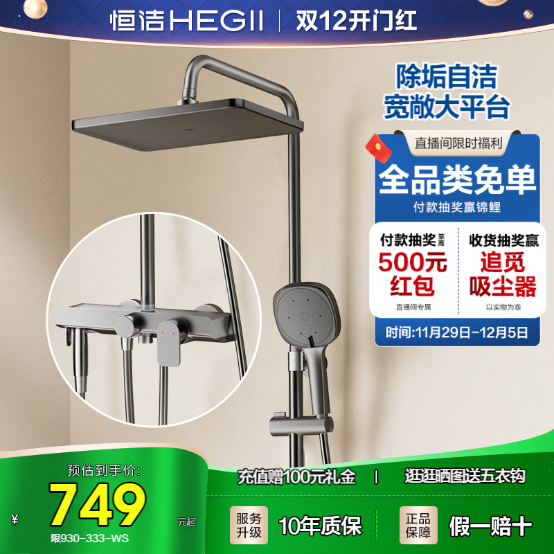 恒洁易洁双重除垢花洒大平台置物