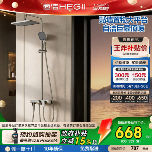 恒洁除垢自洁置物增压花洒套装