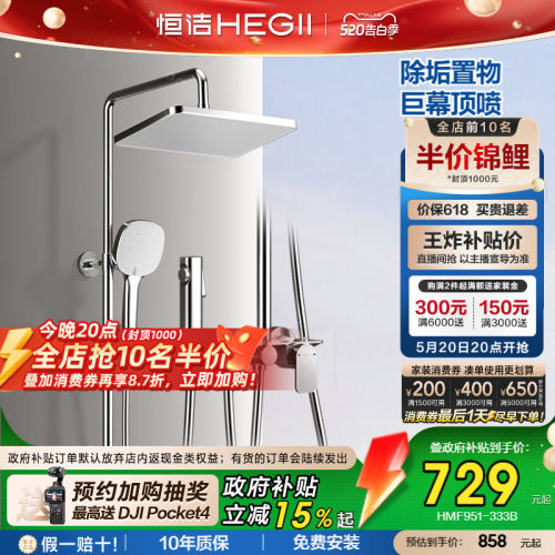 恒洁全铜水路置物平台除垢花洒套
