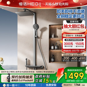 恒洁铜水路增压即关即停除垢花洒