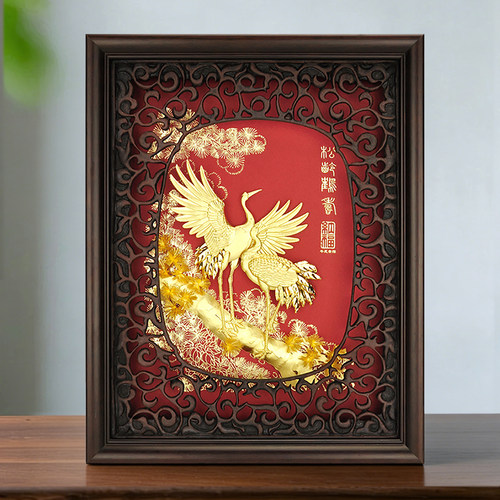 松龄鹤寿送老人生日纪念品摆件