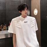 T55重磅垫肩多解构设计T恤男夏季韩版宽松半袖上衣男P48白色，商品下架区，星座404A