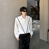 CS01垫肩解构设计款衬衫小众韩系潮流衬衣男长袖衬衫P65，男装衬衫，星座404A