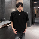 T55重磅垫肩多解构设计T恤男夏季韩版宽松半袖上衣男P48白色，商品下架区，星座404A