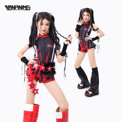 顽皮尼莫女童爵士舞连体演出服