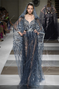 ZiadNakad时尚 奢华披肩晚礼服年会酒会生日宴会新娘敬酒服 新款