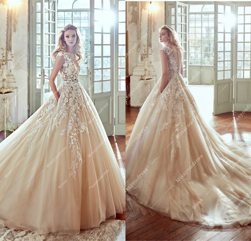 新款香槟色拖尾婚紗歐美高端時尚唯美大擺酒店教堂主婚紗量身定制在類目 女裝/女士精品, 婚紗/旗袍/禮服, 婚紗中 - 來自Buy2taobao.com提供專業的淘寶代購服務