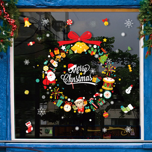 场景布置幼儿园贴纸窗户圣诞花环