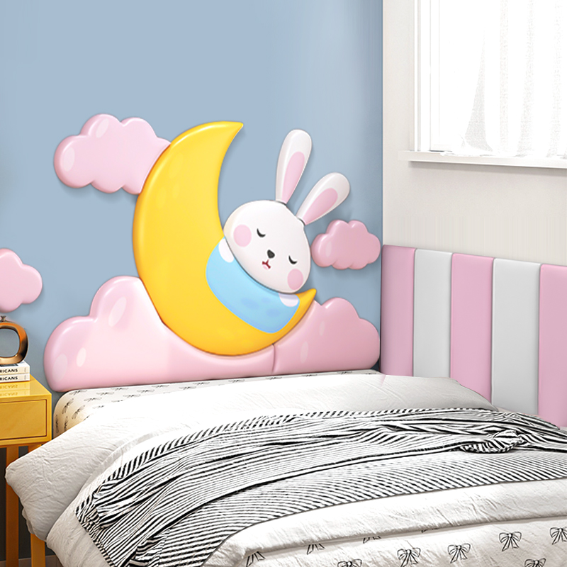 卡通软包防撞墙贴儿童房卧室背景墙泡沫垫榻榻米P床头贴自粘3d立