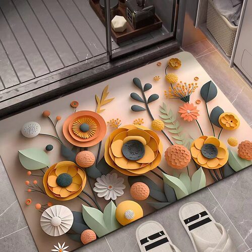 3D立体感地垫硅藻泥油画风免洗