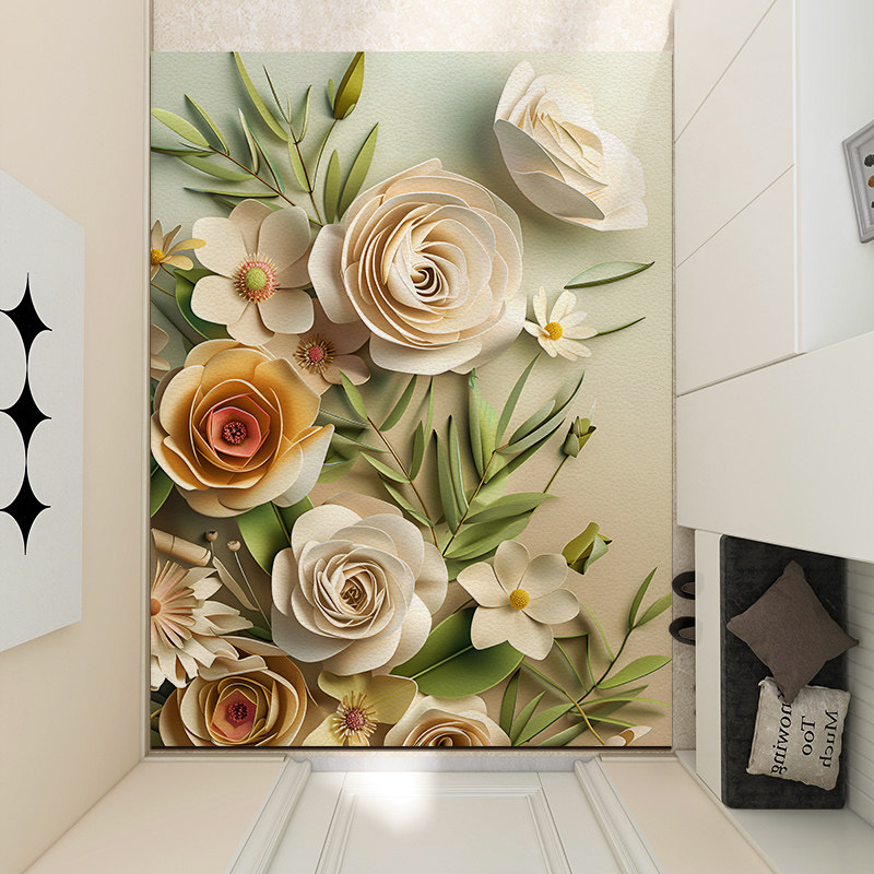 3d立体花卉皮革地垫入户门垫高级感进门口耐脏免洗pvc玄关垫地毯,居家布艺,入户地垫,淘宝优惠券,粉丝福利购,淘宝优惠卷