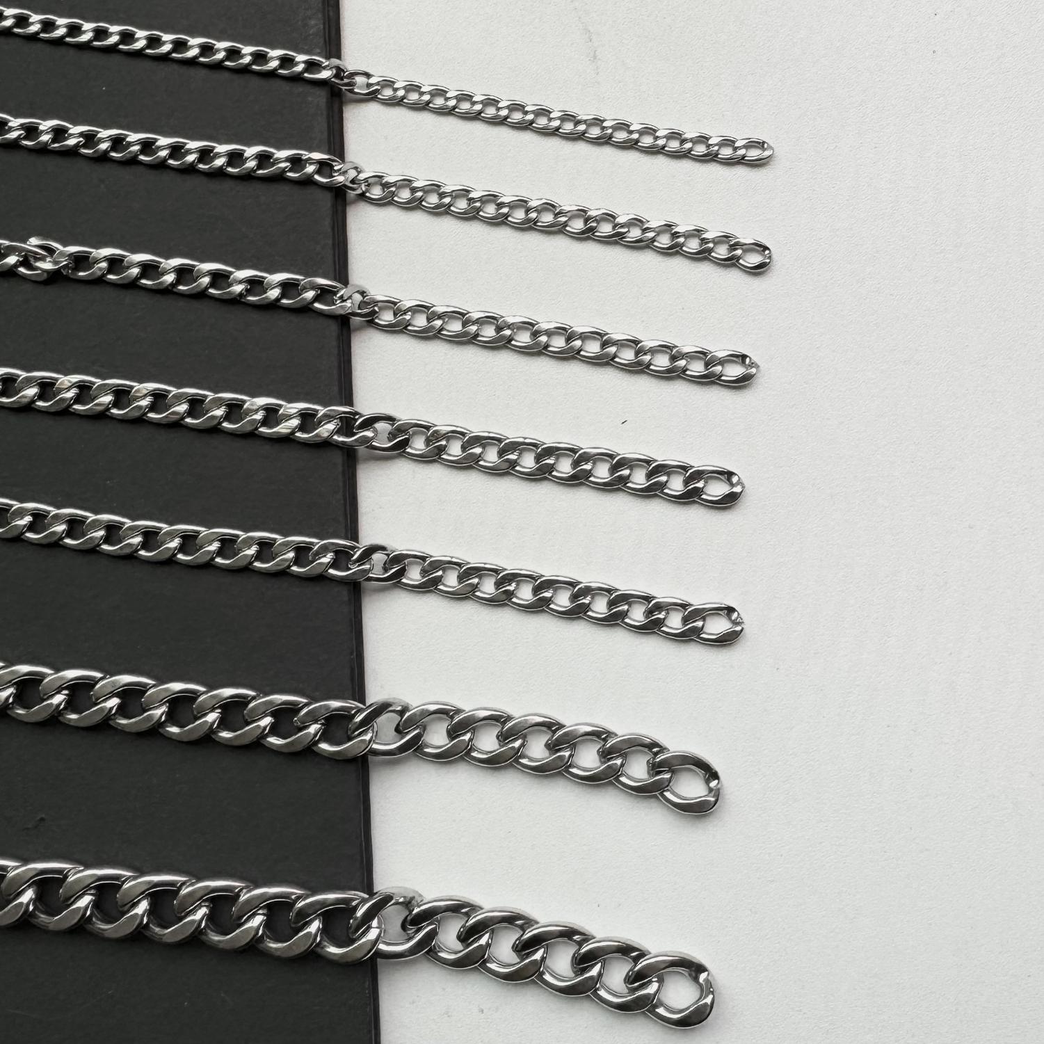 不锈钢NK链扁链diy配件手材料不生锈304手链项链材料延长链1：1链